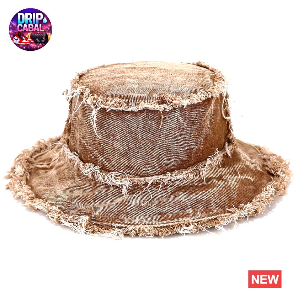 Vintage Denim Bucket Hat Washed Distressed Packable Beach Sun Hat